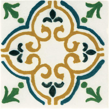 4x4 Cotto Revival Patchwork  Handcrafted Stone-Look Glossy Smooth Porcelain Tile Marbella Multi