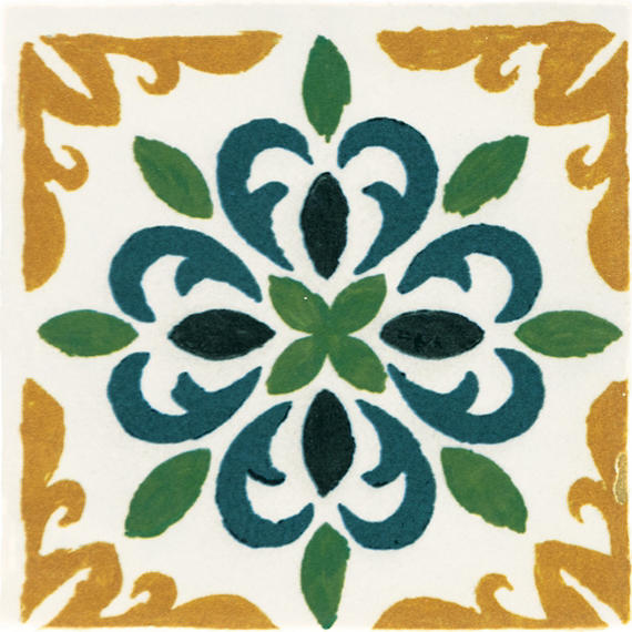 4x4 Cotto Revival Patchwork  Handcrafted Stone-Look Glossy Smooth Porcelain Tile Marbella Multi