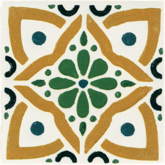 4x4 Cotto Revival Patchwork  Handcrafted Stone-Look Glossy Smooth Porcelain Tile Marbella Multi