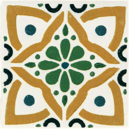 4x4 Cotto Revival Patchwork  Handcrafted Stone-Look Glossy Smooth Porcelain Tile Marbella Multi