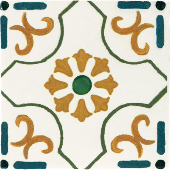 4x4 Cotto Revival Patchwork  Handcrafted Stone-Look Glossy Smooth Porcelain Tile Marbella Multi