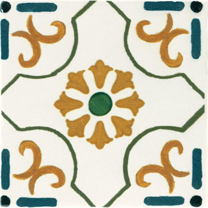 4x4 Cotto Revival Patchwork  Handcrafted Stone-Look Glossy Smooth Porcelain Tile Marbella Multi