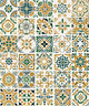 4x4 Cotto Revival Patchwork  Handcrafted Stone-Look Glossy Smooth Porcelain Tile Marbella Multi