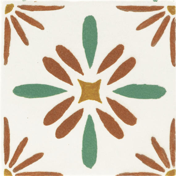 4x4 Cotto Revival Patchwork  Handcrafted Stone-Look Glossy Smooth Porcelain Tile Valencia Multi