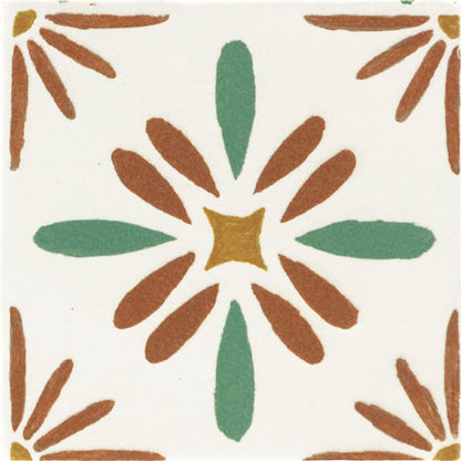 4x4 Cotto Revival Patchwork  Handcrafted Stone-Look Glossy Smooth Porcelain Tile Valencia Multi