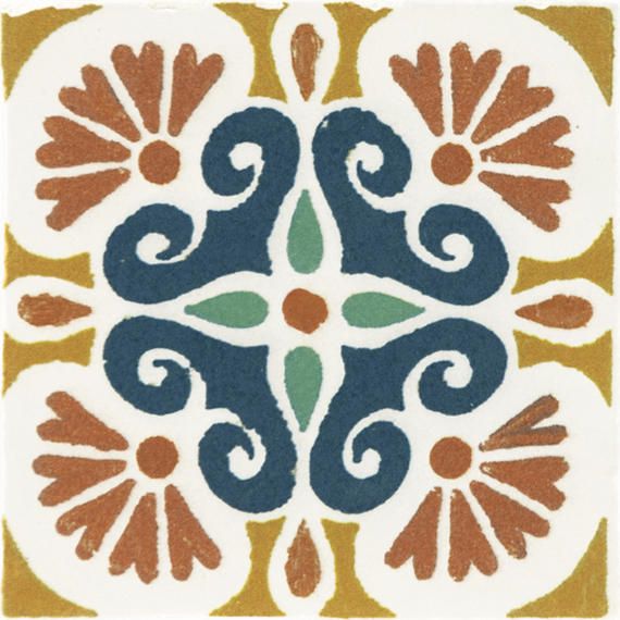 4x4 Cotto Revival Patchwork  Handcrafted Stone-Look Glossy Smooth Porcelain Tile Valencia Multi