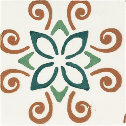 4x4 Cotto Revival Patchwork  Handcrafted Stone-Look Glossy Smooth Porcelain Tile Valencia Multi