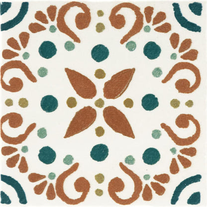 4x4 Cotto Revival Patchwork  Handcrafted Stone-Look Glossy Smooth Porcelain Tile Valencia Multi