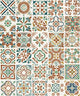 4x4 Cotto Revival Patchwork  Handcrafted Stone-Look Glossy Smooth Porcelain Tile Valencia Multi