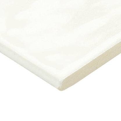 4x4 Studio Haven  Mosaic Stone-Look Glossy Smooth Ceramic Tile Cream White