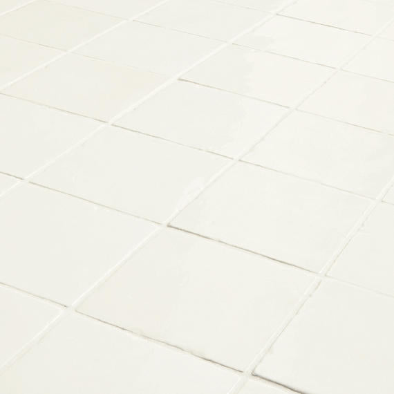 4x4 Studio Haven  Mosaic Stone-Look Glossy Smooth Ceramic Tile Cream White