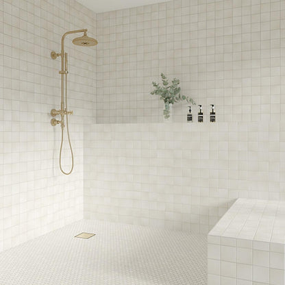 4x4 Studio Haven  Mosaic Stone-Look Glossy Smooth Ceramic Tile Cream White