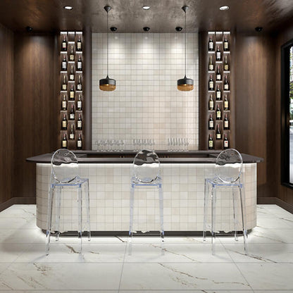 4x4 Studio Haven  Mosaic Stone-Look Glossy Smooth Ceramic Tile Ivory Cream