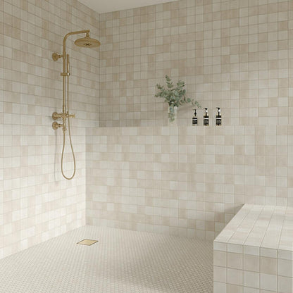 4x4 Studio Haven  Mosaic Stone-Look Glossy Smooth Ceramic Tile Ivory Cream