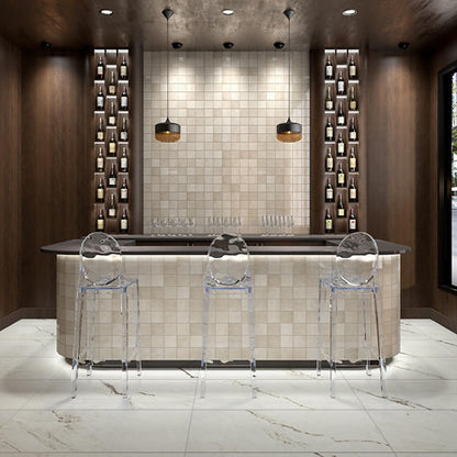 4x4 Studio Haven  Mosaic Stone-Look Glossy Smooth Ceramic Tile Warm Taupe