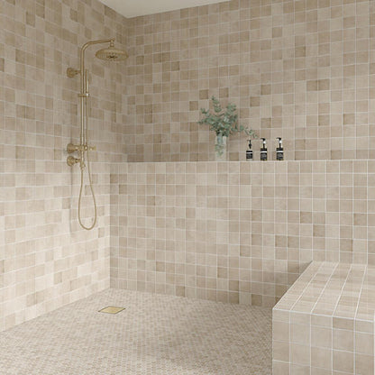 4x4 Studio Haven  Mosaic Stone-Look Glossy Smooth Ceramic Tile Warm Taupe