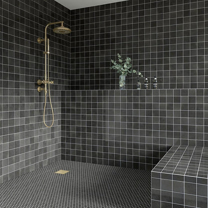 4x4 Studio Haven  Mosaic Stone-Look Glossy Smooth Ceramic Tile Dark Gray