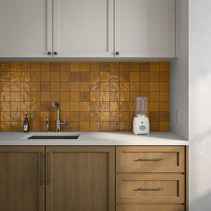 4x4 Studio Haven  Mosaic Stone-Look Glossy Smooth Ceramic Tile Golden Beige