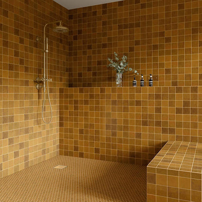 4x4 Studio Haven  Mosaic Stone-Look Glossy Smooth Ceramic Tile Golden Beige