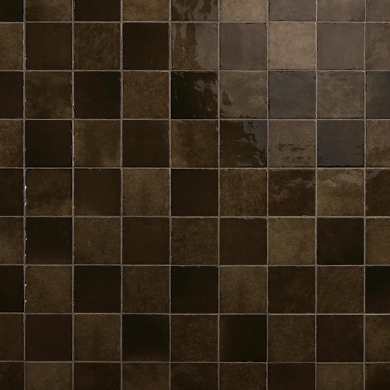 4x4 Studio Haven  Mosaic Stone-Look Glossy Smooth Ceramic Tile Deep Brown