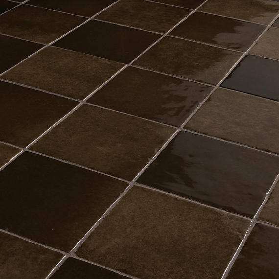 4x4 Studio Haven  Mosaic Stone-Look Glossy Smooth Ceramic Tile Deep Brown