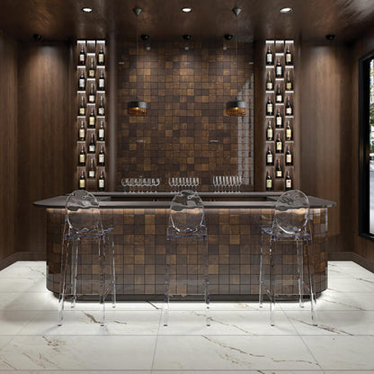 4x4 Studio Haven  Mosaic Stone-Look Glossy Smooth Ceramic Tile Deep Brown
