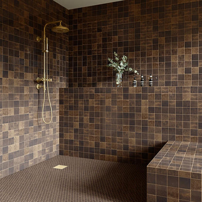 4x4 Studio Haven  Mosaic Stone-Look Glossy Smooth Ceramic Tile Deep Brown