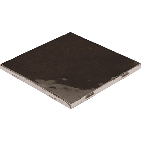 4x4 Studio Haven  Mosaic Stone-Look Glossy Smooth Ceramic Tile Deep Brown