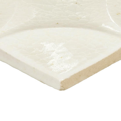 4x4 Contempee Star  Patterned Solid-Color Glossy Embossed Ceramic Tile White