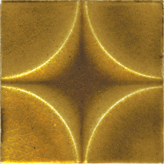 4x4 Contempee Star  Patterned Solid-Color Glossy Embossed Ceramic Tile Yellow
