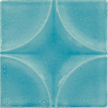 4x4 Contempee Star  Patterned Solid-Color Glossy Embossed Ceramic Tile Light Blue