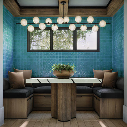 4x4 Contempee Star  Patterned Solid-Color Glossy Embossed Ceramic Tile Light Blue