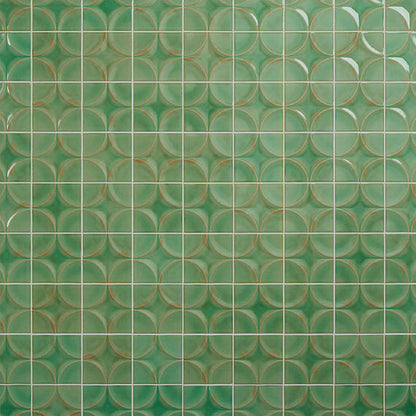 4x4 Contempee Star  Patterned Solid-Color Glossy Embossed Ceramic Tile Light Green