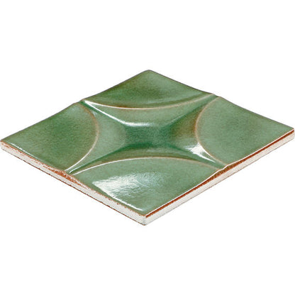 4x4 Contempee Star  Patterned Solid-Color Glossy Embossed Ceramic Tile Light Green