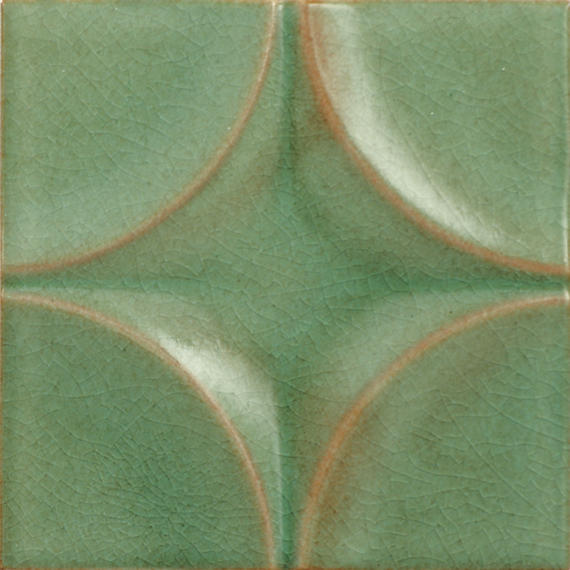 4x4 Contempee Star  Patterned Solid-Color Glossy Embossed Ceramic Tile Light Green