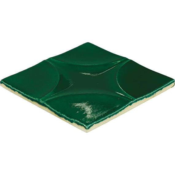 4x4 Contempee Star  Patterned Solid-Color Glossy Embossed Ceramic Tile Emerald Green
