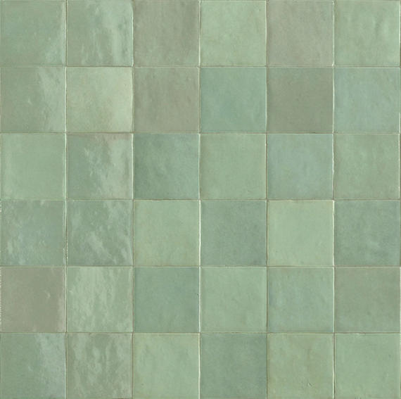 4x4 Zellige Neo  Natural Mixed-Color Glossy Undulated Ceramic Tile Blue Green Mix
