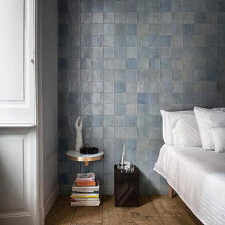 Sky Blue - 4x4 Zellige Neo Natural Mixed-Color Glossy Undulated Ceramic Tile