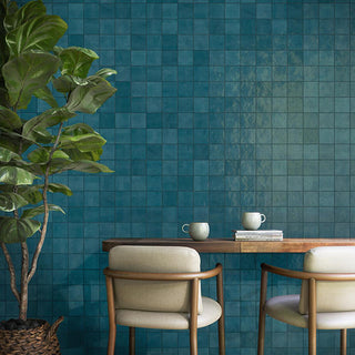 Blue Green - 4x4 Zellige Neo Natural Mixed-Color Glossy Undulated Ceramic Tile