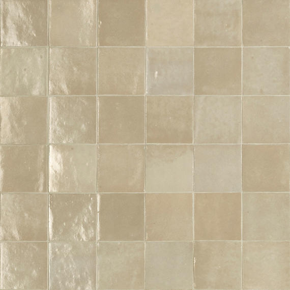4x4 Zellige Neo  Natural Mixed-Color Glossy Undulated Ceramic Tile Off White