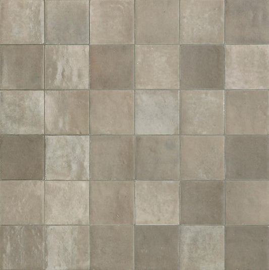 4x4 Zellige Neo  Natural Mixed-Color Glossy Undulated Ceramic Tile Orange Brown