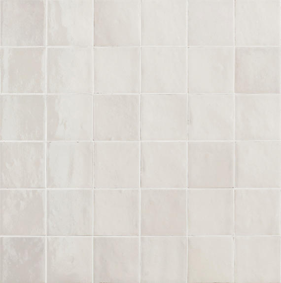 4x4 Zellige Neo  Natural Mixed-Color Glossy Undulated Ceramic Tile Ivory White