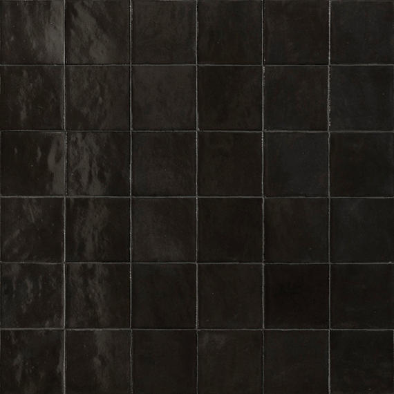 4x4 Zellige Neo  Natural Mixed-Color Glossy Undulated Ceramic Tile Dark Gray