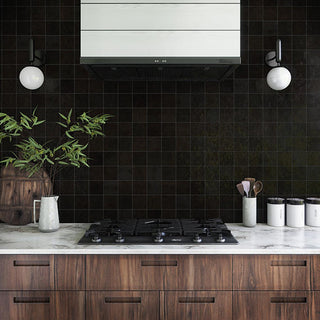 Dark Gray - 4x4 Zellige Neo Natural Mixed-Color Glossy Undulated Ceramic Tile