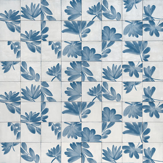 6x6 Rice Petal Floral  Patterned Mixed-Color Glossy Smooth Porcelain Tile Dusty White