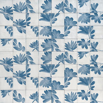 6x6 Rice Petal Floral  Patterned Mixed-Color Glossy Smooth Porcelain Tile Dusty White