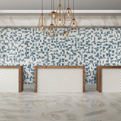 6x6 Rice Petal Floral  Patterned Mixed-Color Glossy Smooth Porcelain Tile Dusty White
