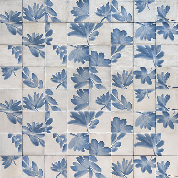 6x6 Rice Petal Floral  Patterned Mixed-Color Glossy Smooth Porcelain Tile Concrete Gray