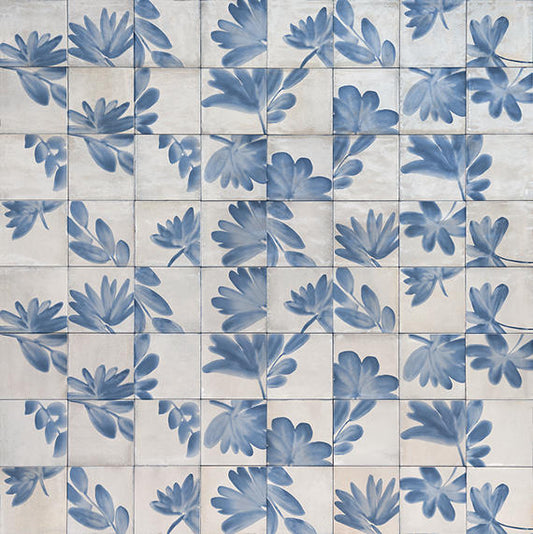 6x6 Rice Petal Floral  Patterned Mixed-Color Glossy Smooth Porcelain Tile Concrete Gray