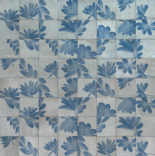 6x6 Rice Petal Floral Patterned Mixed-Color Glossy Smooth Porcelain Tile